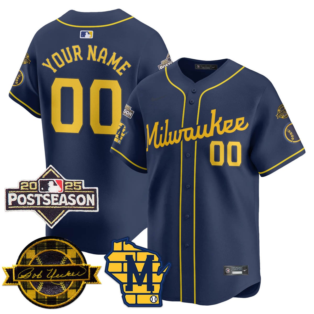 Custom Milwaukee Brewers 2025 Postseason Jersey - All Stitched