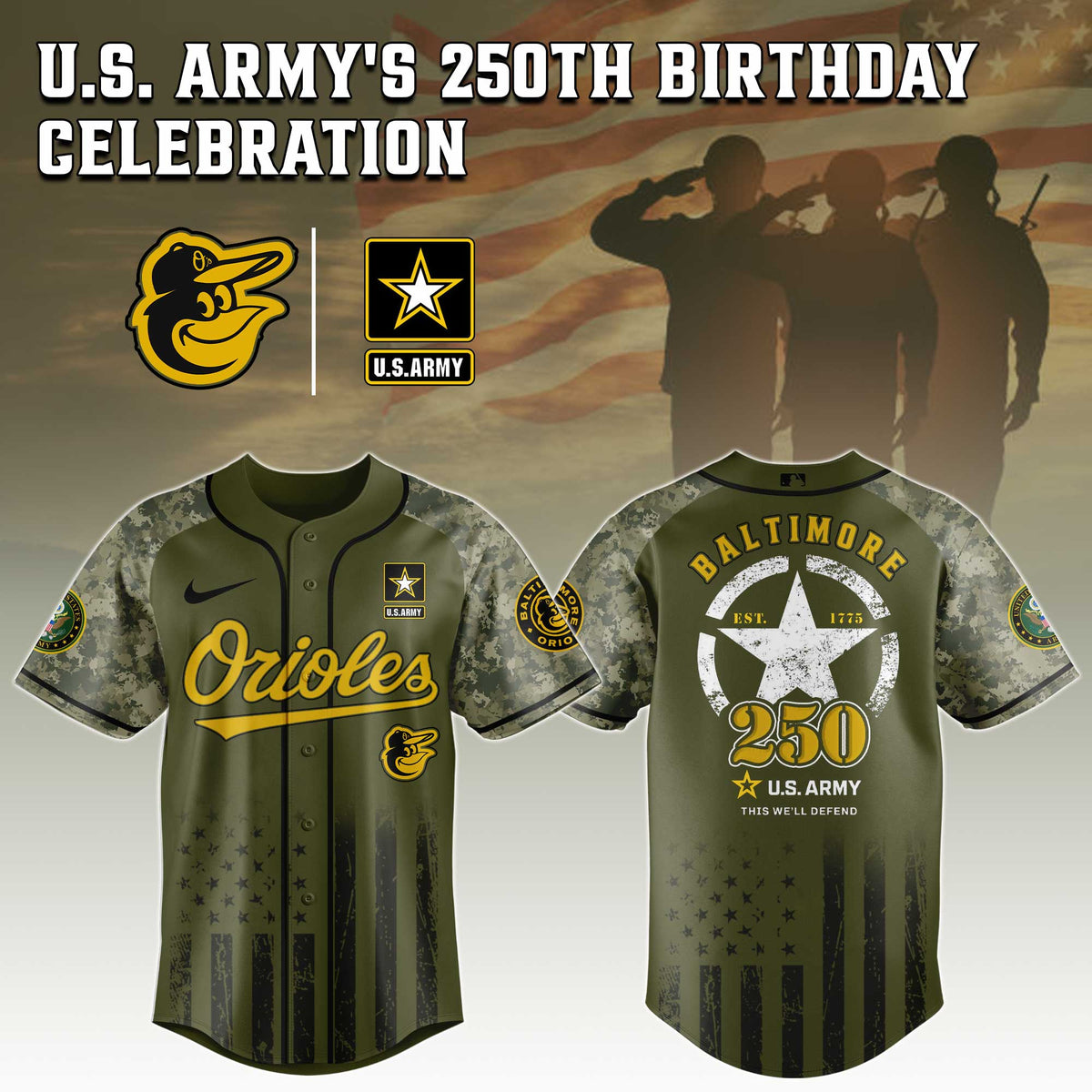 Baltimore Orioles MLB 250 U.S. Army Jersey