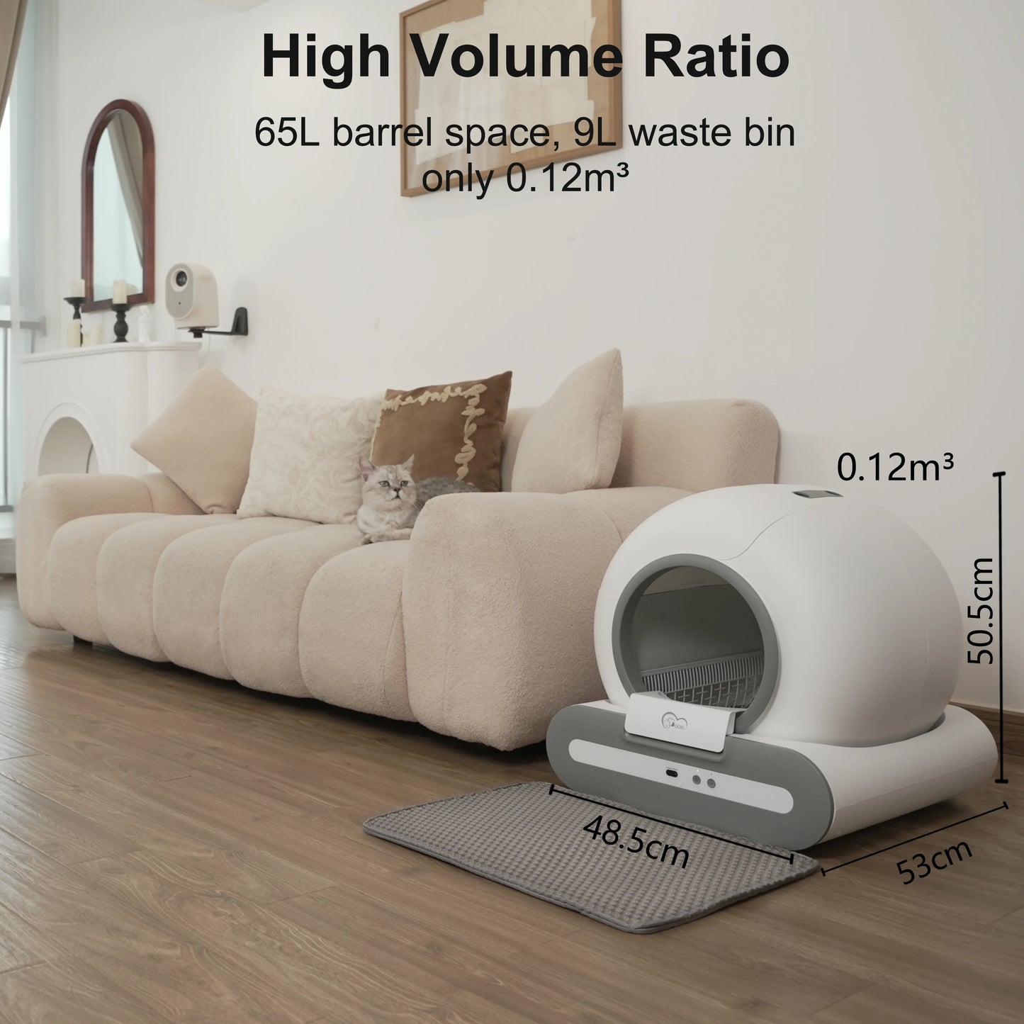 Cat Litter Box with Self-Cleaning and App Control