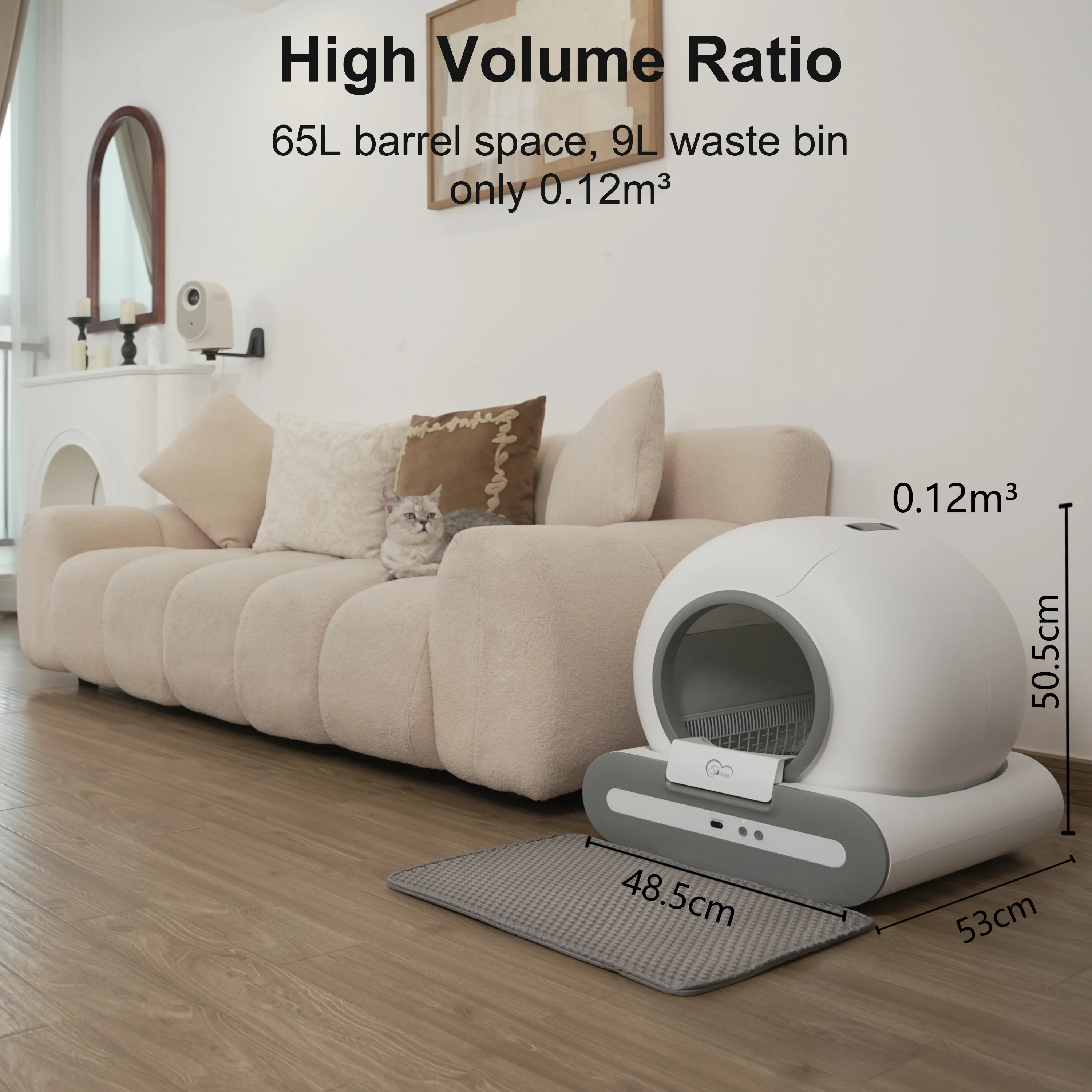 Cat Litter Box with Self-Cleaning and App Control