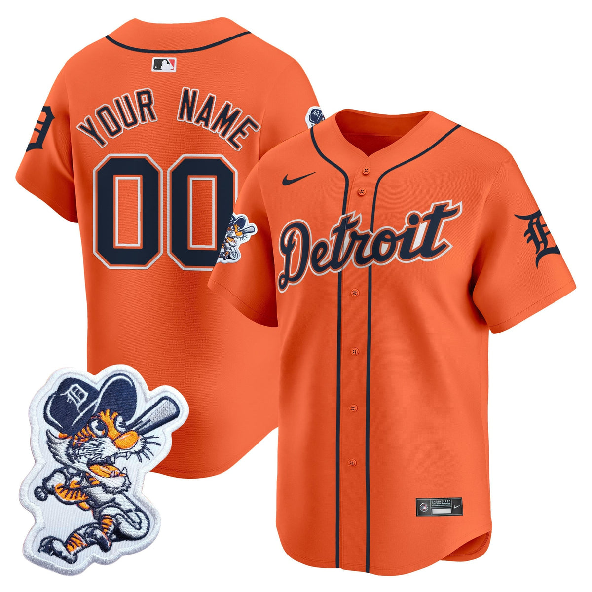 Detroit Tigers Paws Patch Vapor Premier Limited Custom Jersey - All Stitched