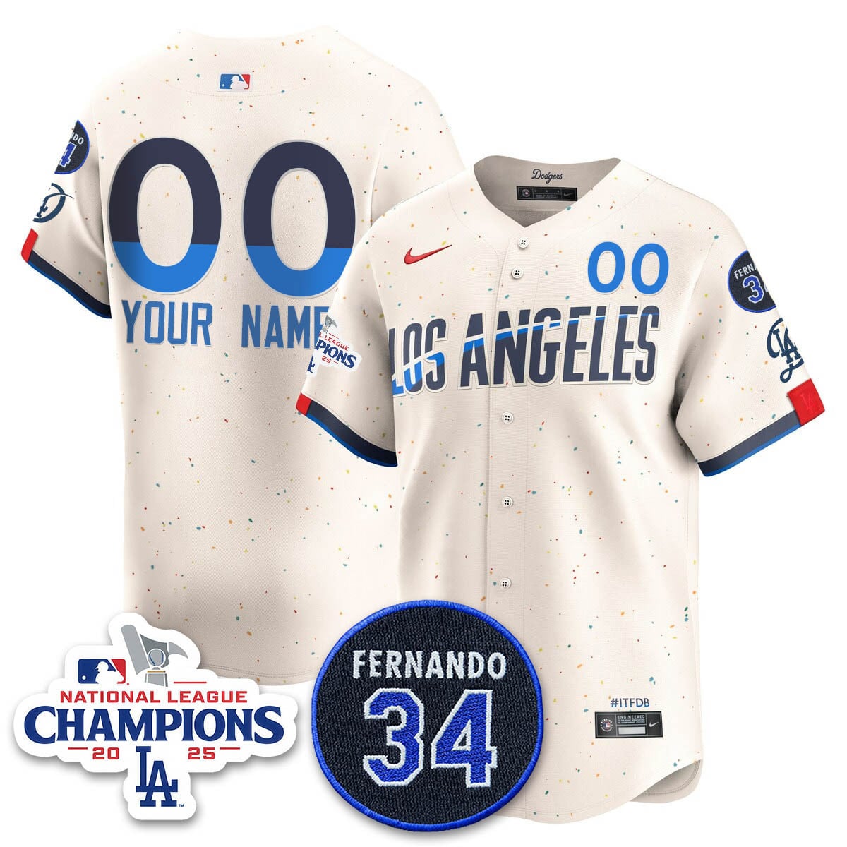 Custom Los Angeles Dodgers 2025 NL Champions Jersey - All Stitched