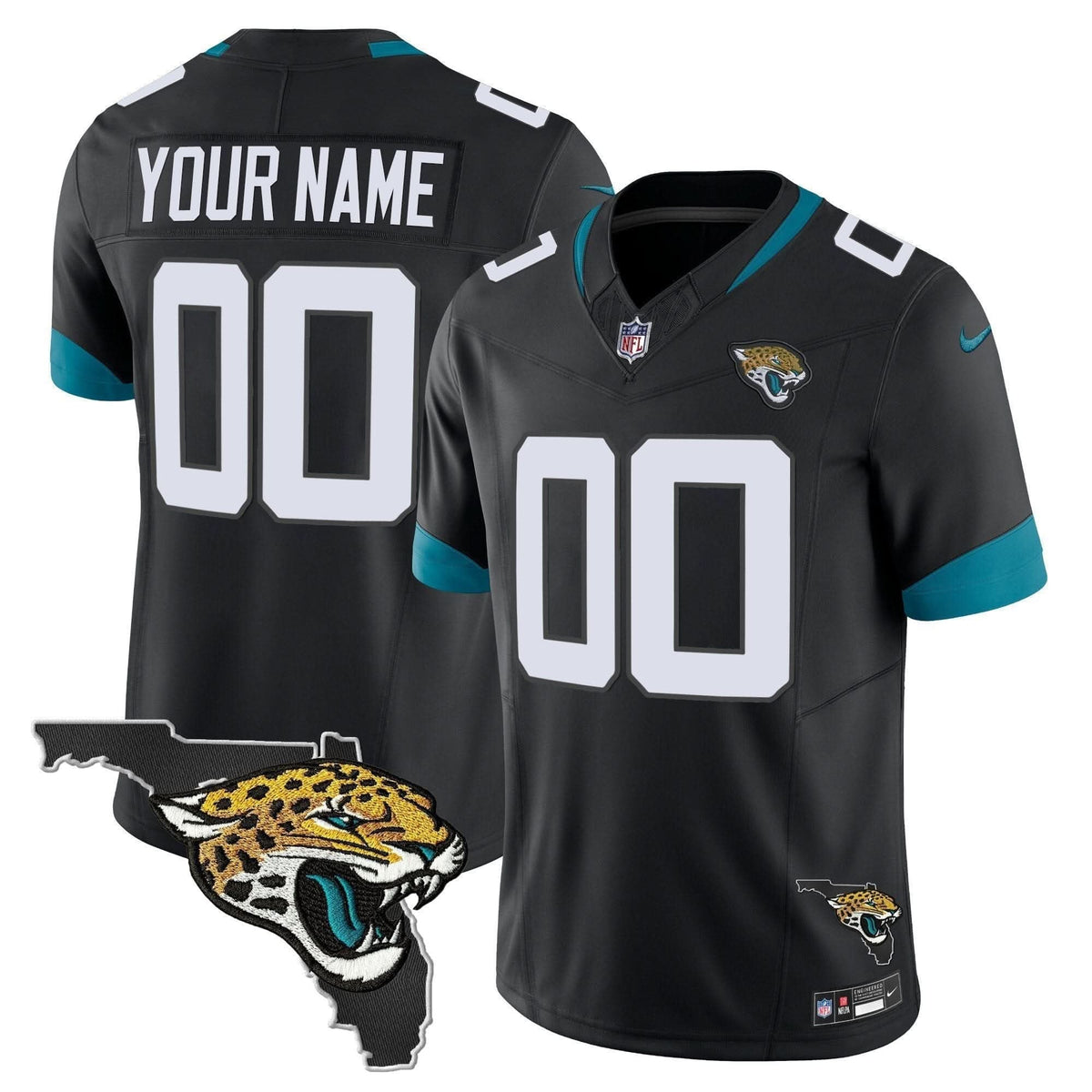 Jacksonville Jaguars Florida Patch Vapor Custom Jersey - All Stitched