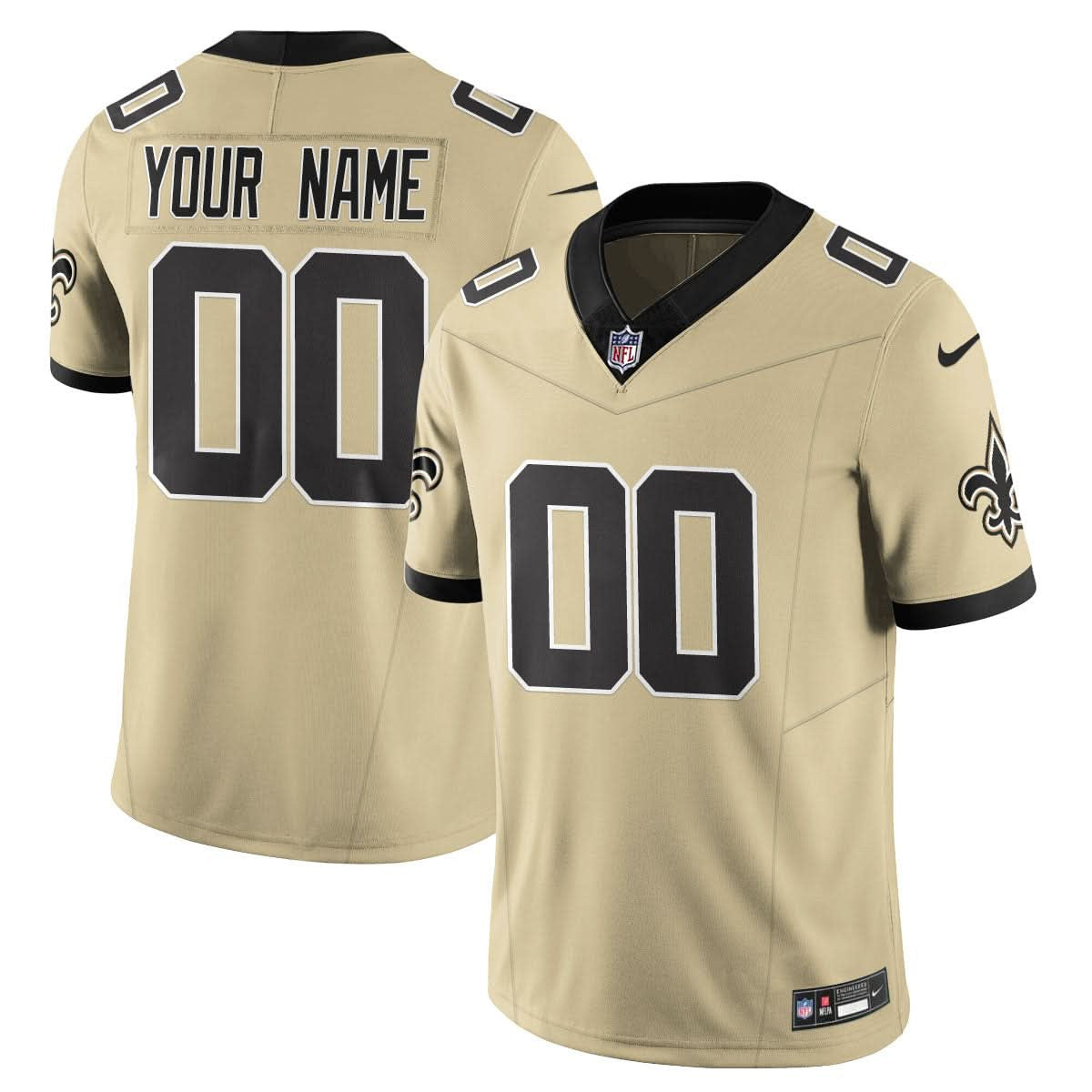 New Orleans Saints Golds Alternate Vapor Limited Custom Jersey - All Stitched