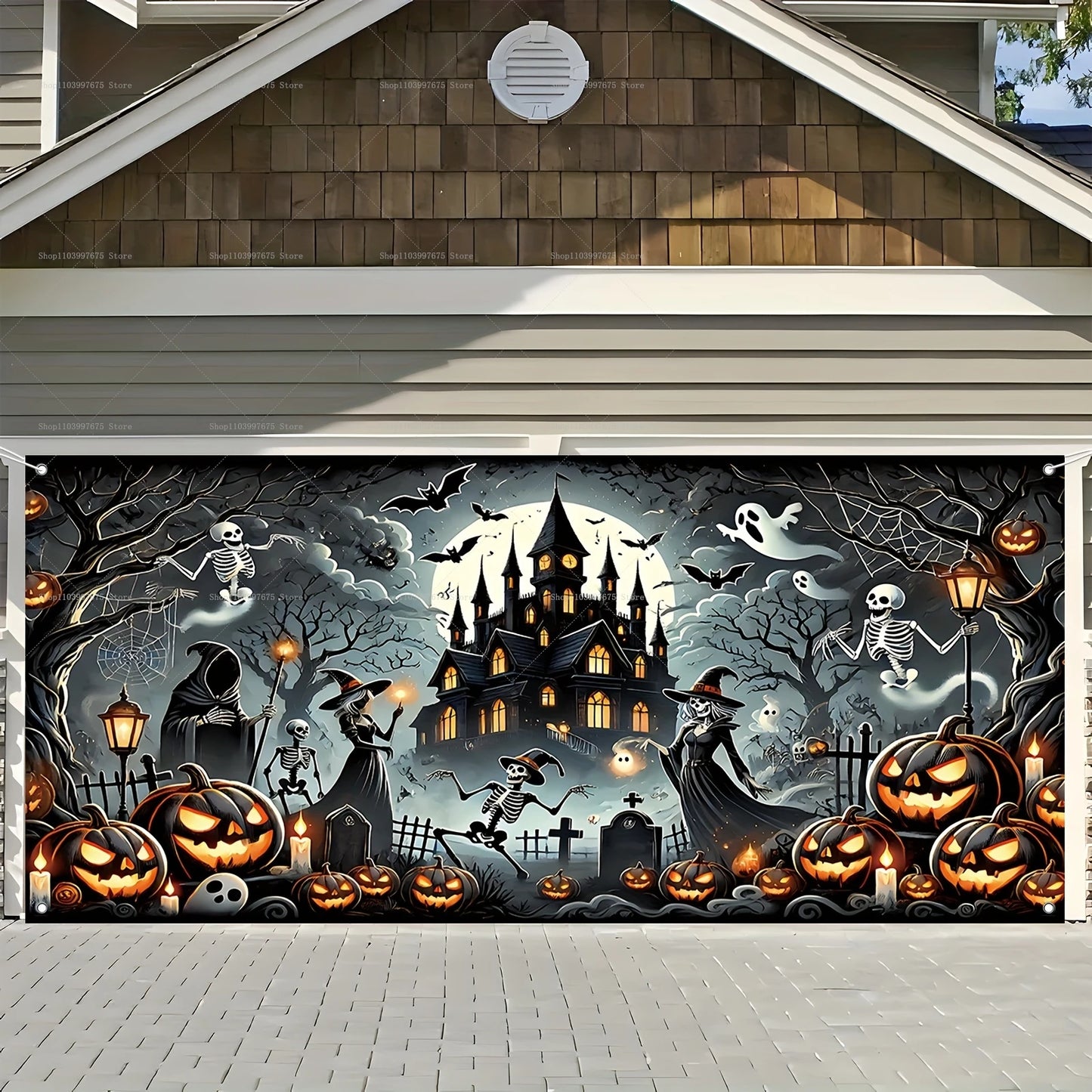 Spooky Halloween Garage Banner
