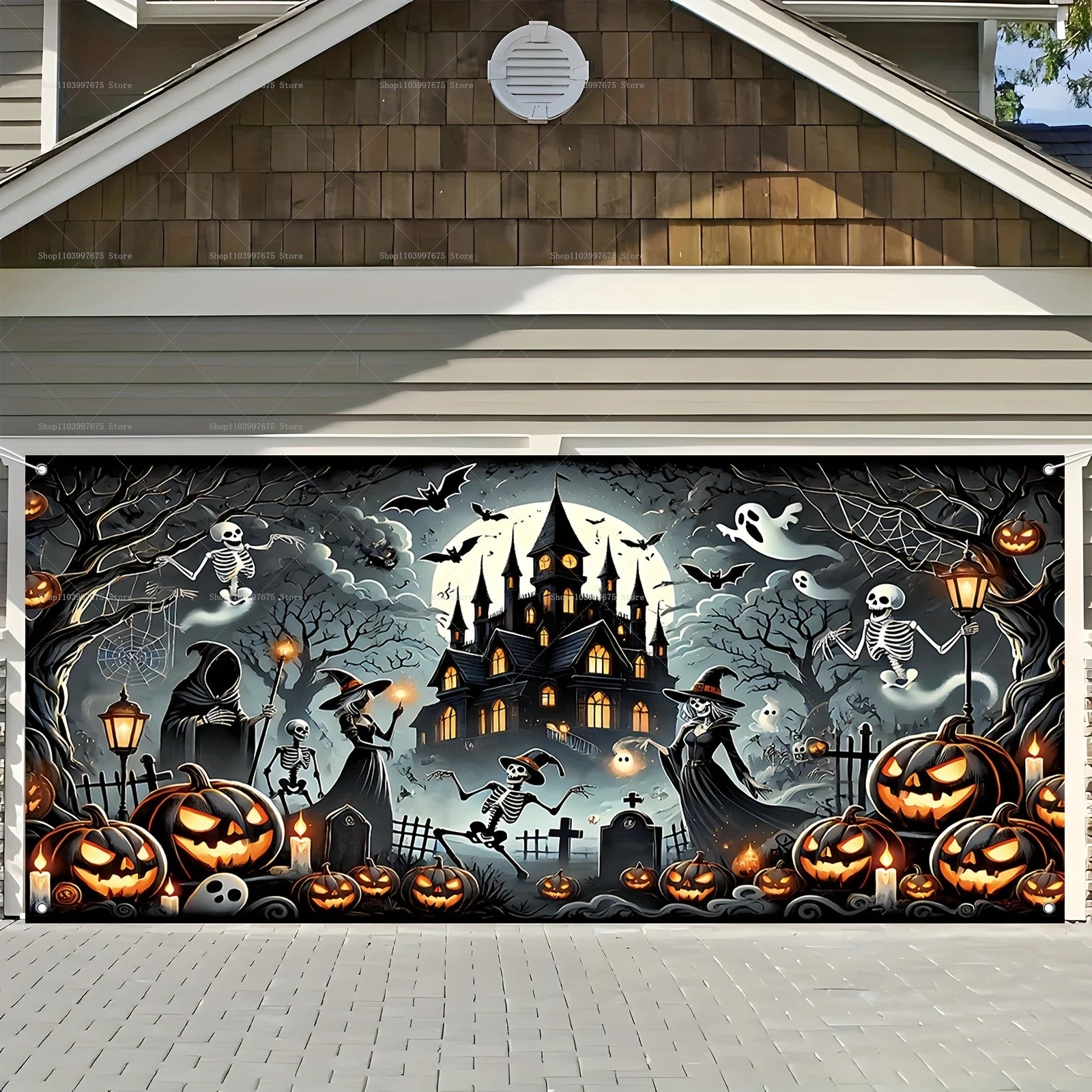 Spooky Halloween Garage Banner