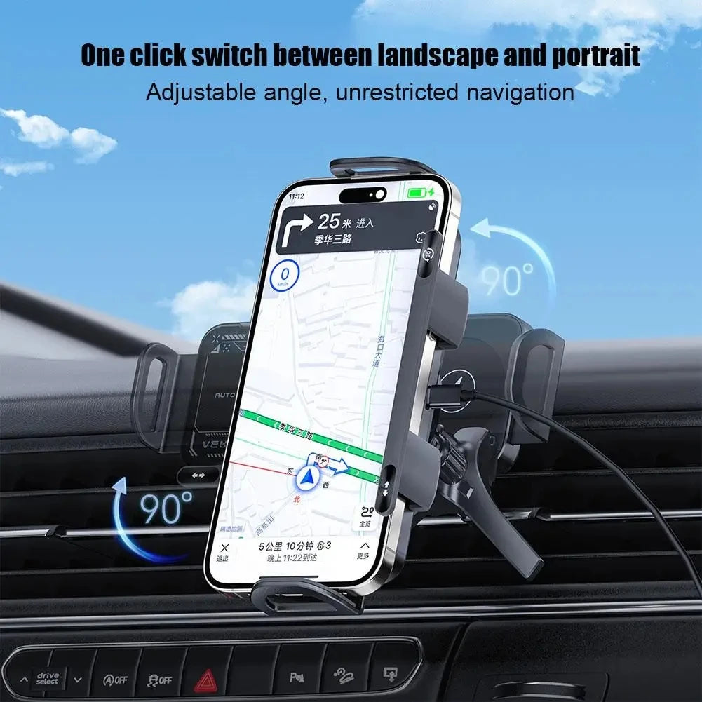 High Intelligent Mobile Phone/Pad Holder, Magnetic Phone Holder for Car, 2 in 1 Auto Rotating Phone Holder, Wireless Car Charger