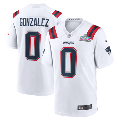 New England Patriots Road Game Super Bowl LX Patch Jersey - White
