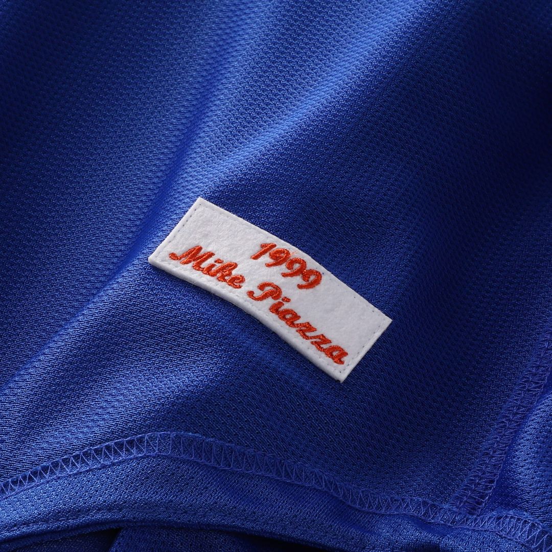 Mike Piazza New York Mets Mitchell & Ness Cooperstown Collection Mesh Batting Practice Button-Up Jersey - Orange