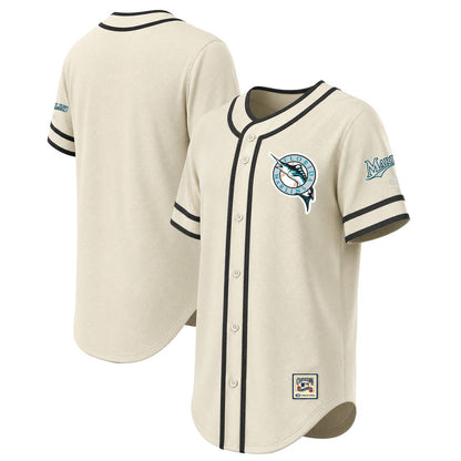 Miami Marlins Stitches Throwback Fashion Jersey - Natural