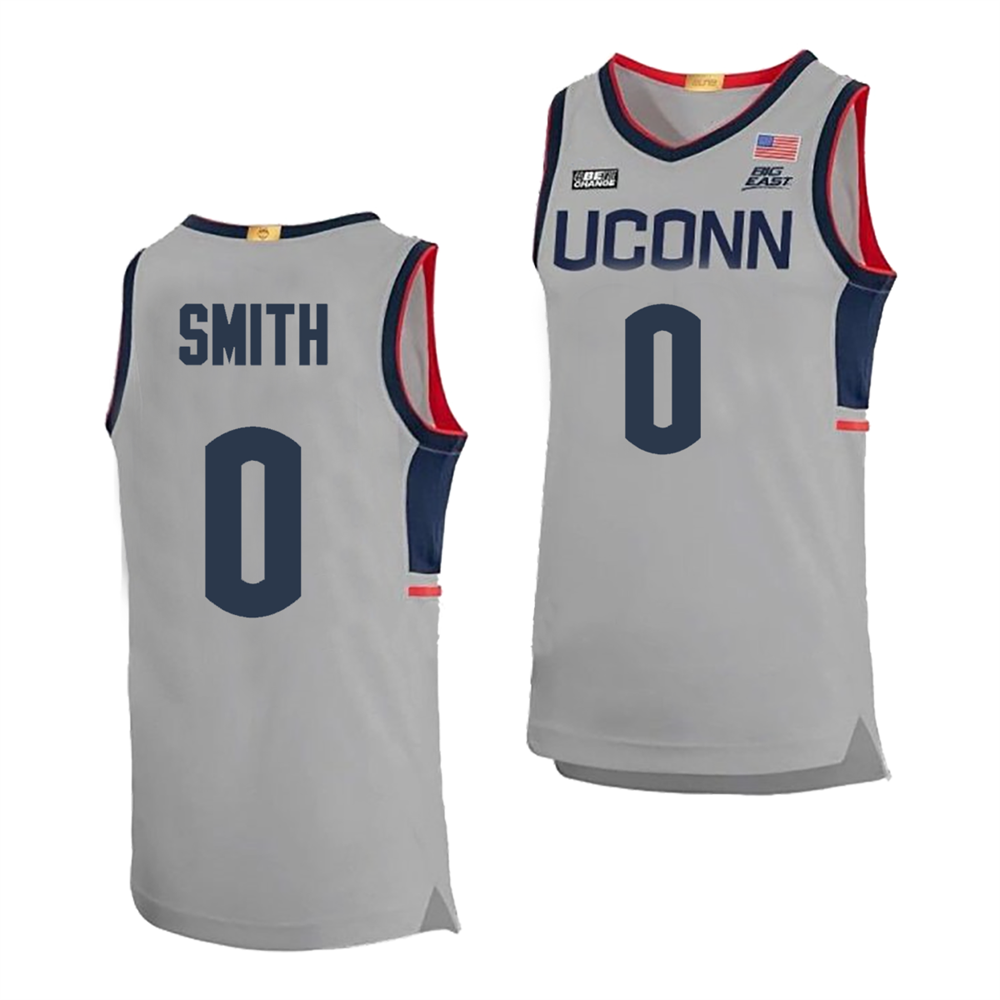 Men's #0 Malachi Smith UConn Huskies College Basketball Jersey
