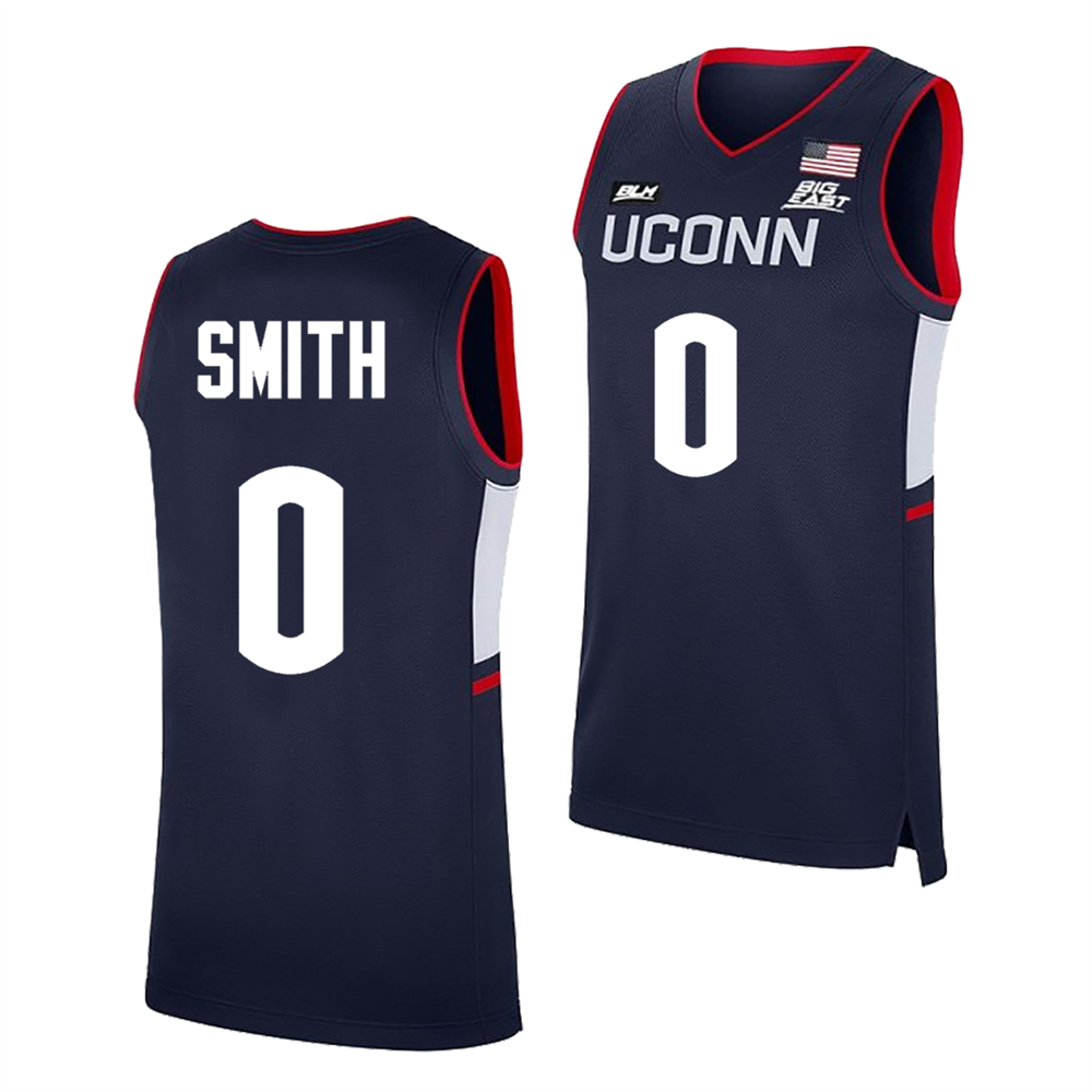 Men's #0 Malachi Smith UConn Huskies College Basketball Jersey
