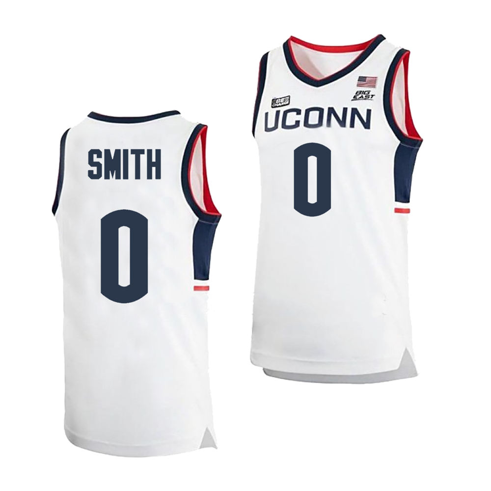 Men's #0 Malachi Smith UConn Huskies College Basketball Jersey