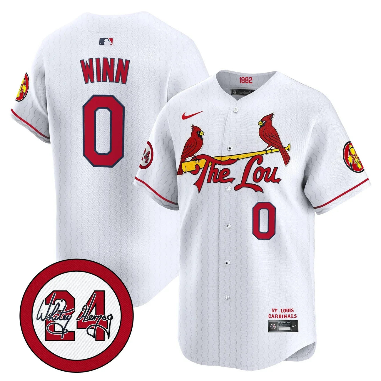 Men's St. Louis Cardinals Whitey Herzog Patch Vapor Premier Limited Jersey - All Stitched - White