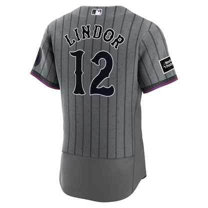 Francisco Lindor New York Mets Nike City Connect Authentic Sponsor Patch Jersey - Gray