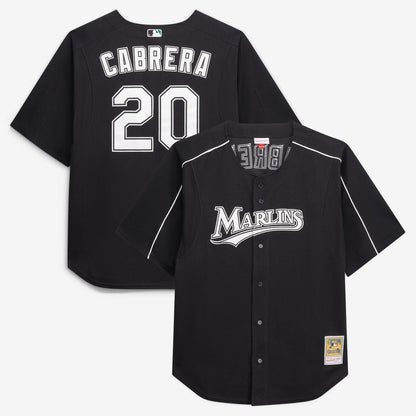 Miguel Cabrera Miami Marlins Mitchell & Ness Big & Tall Cooperstown Mesh Batting Practice Jersey - Black