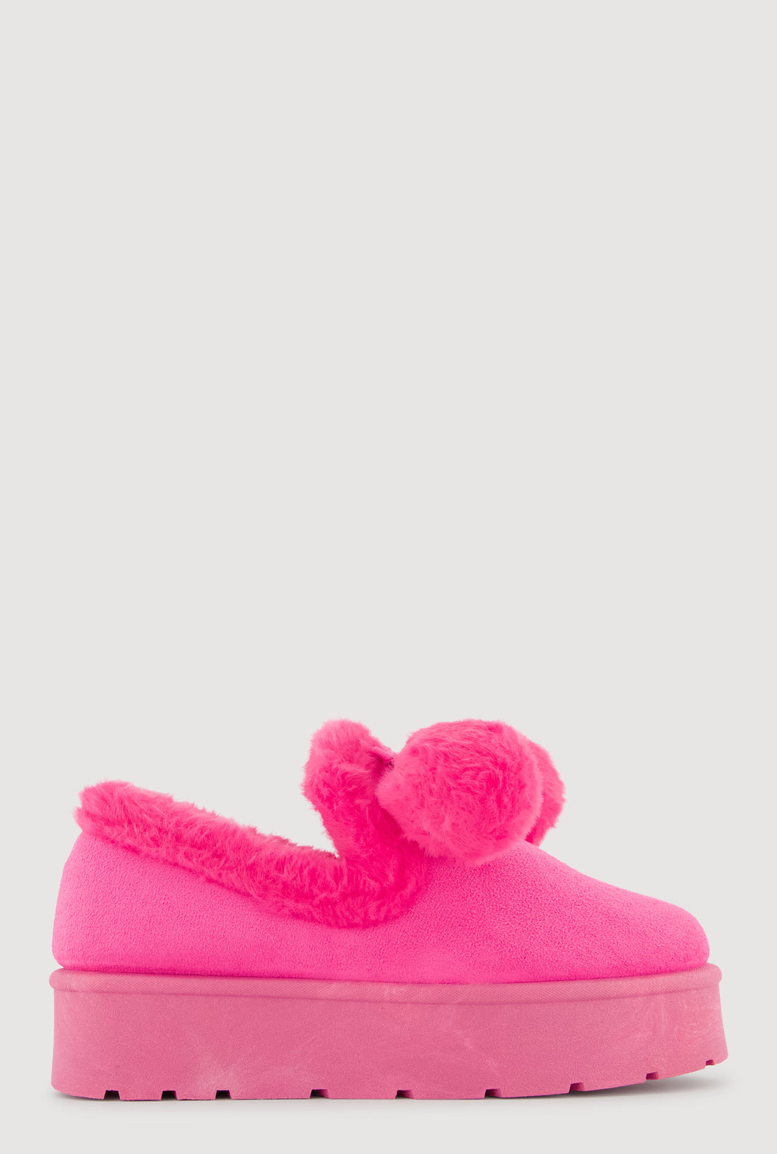 Pom Pom Faux Fur Platform Booties