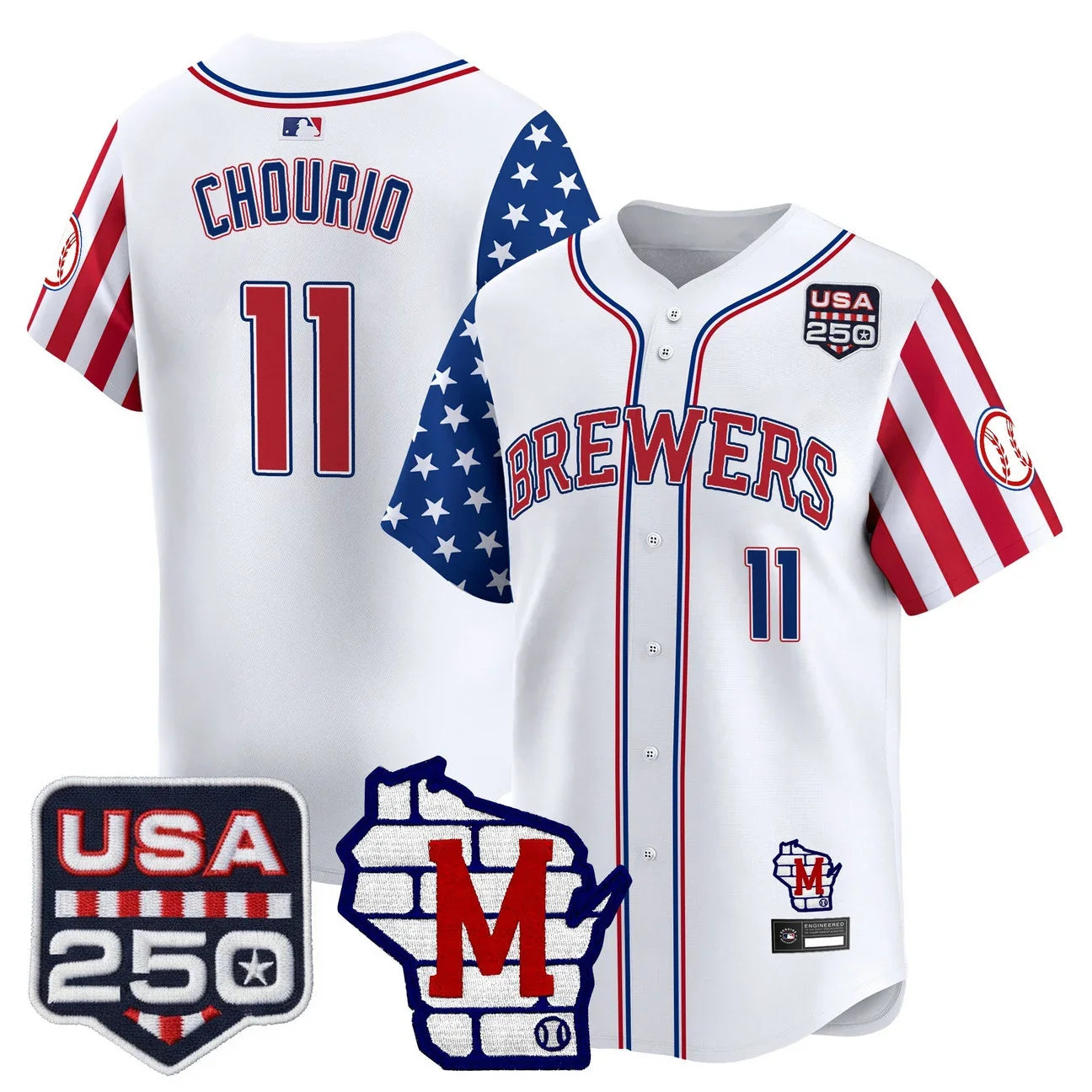 Men's Milwaukee Brewers "America250 Edition" Vapor Premier Limited Jersey - All Stitched - White