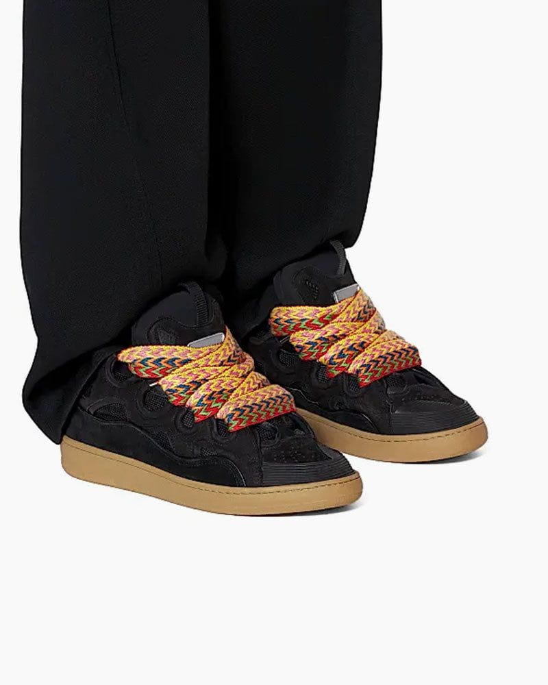 Curb Sneakers with Oversized Multicolor Laces