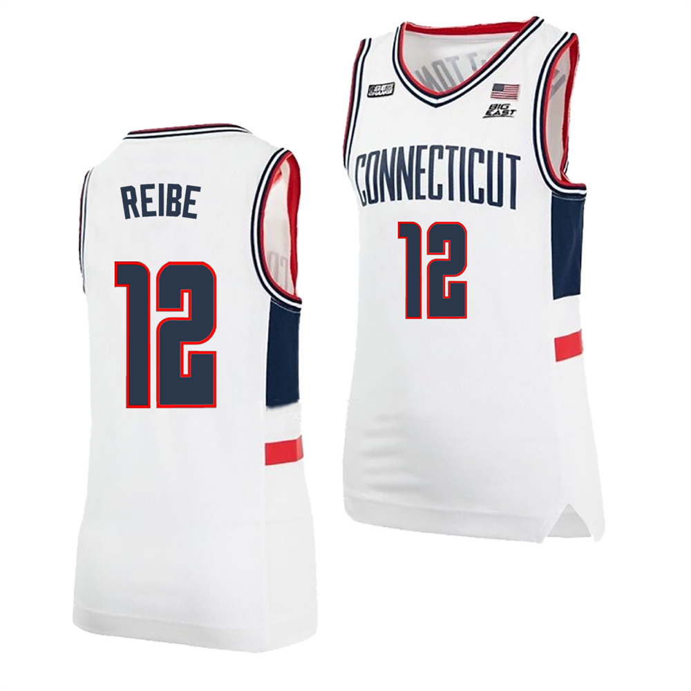 Men's #12 Eric Reibe UConn Huskies College Basketball Jersey