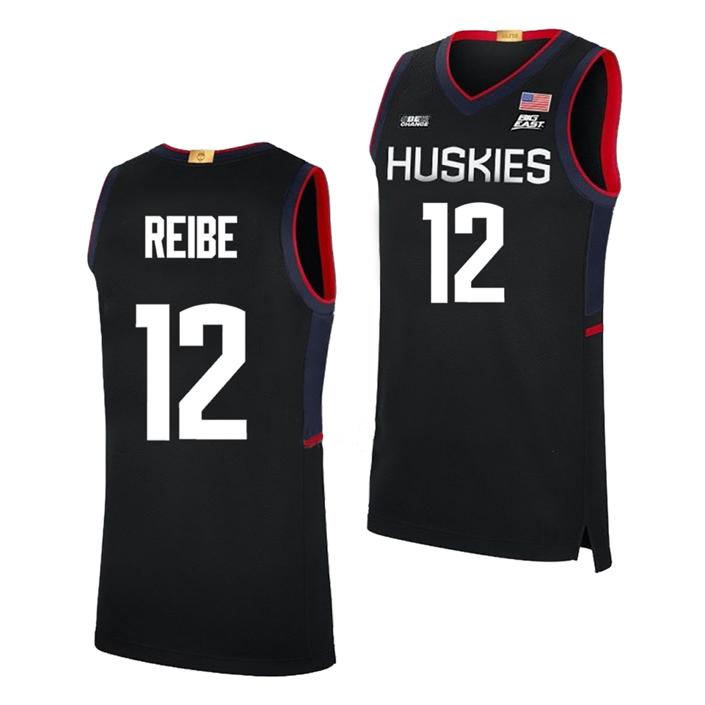 Men's #12 Eric Reibe UConn Huskies College Basketball Jersey