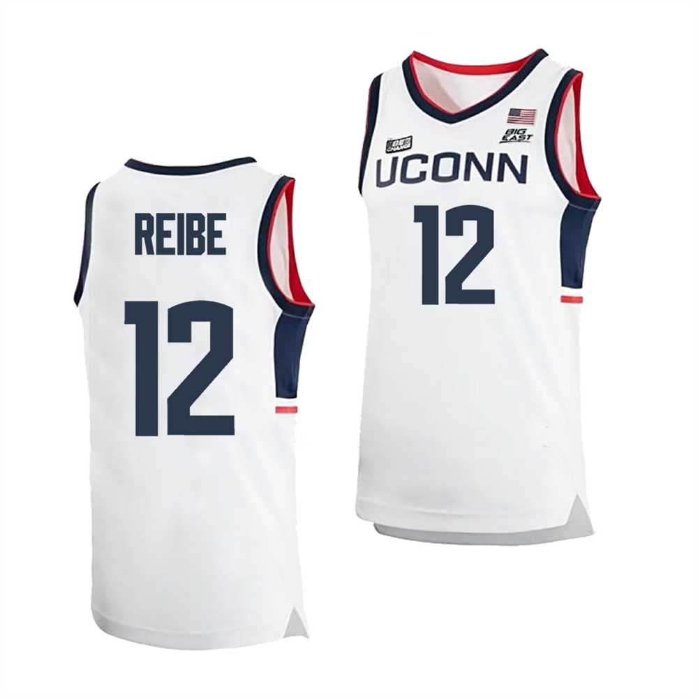 Men's #12 Eric Reibe UConn Huskies College Basketball Jersey