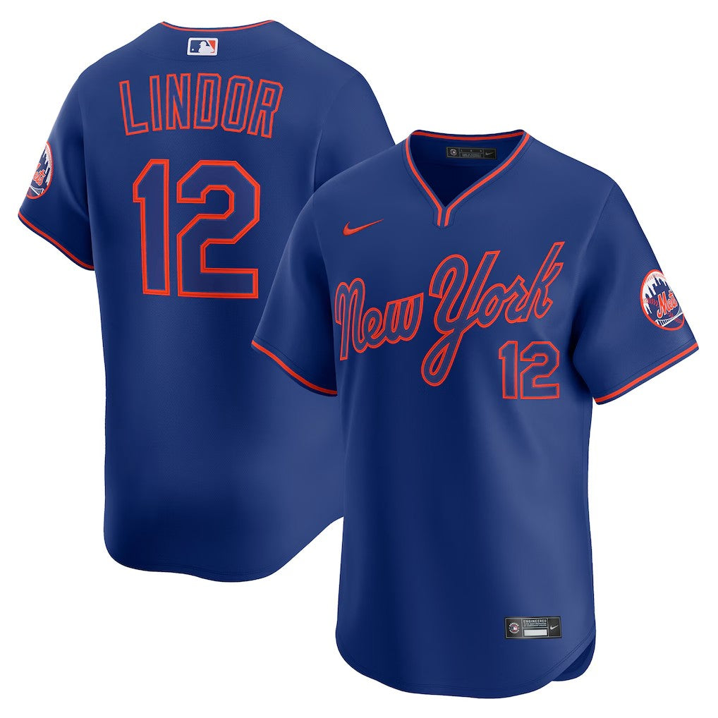 Men's #12 Francisco Lindor New York Mets Baseball Jersey