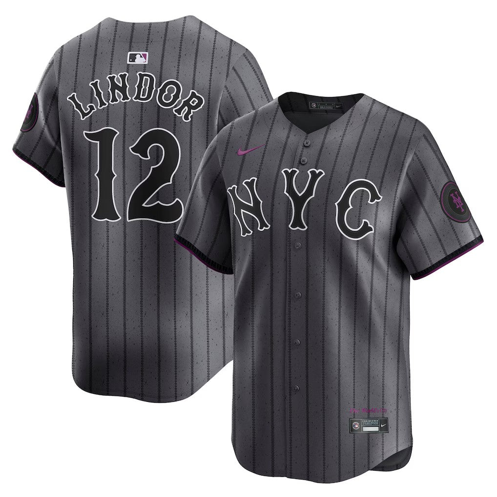 Men's #12 Francisco Lindor New York Mets Baseball Jersey