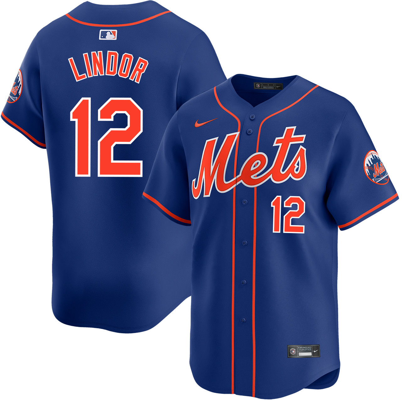Men's #12 Francisco Lindor New York Mets Baseball Jersey