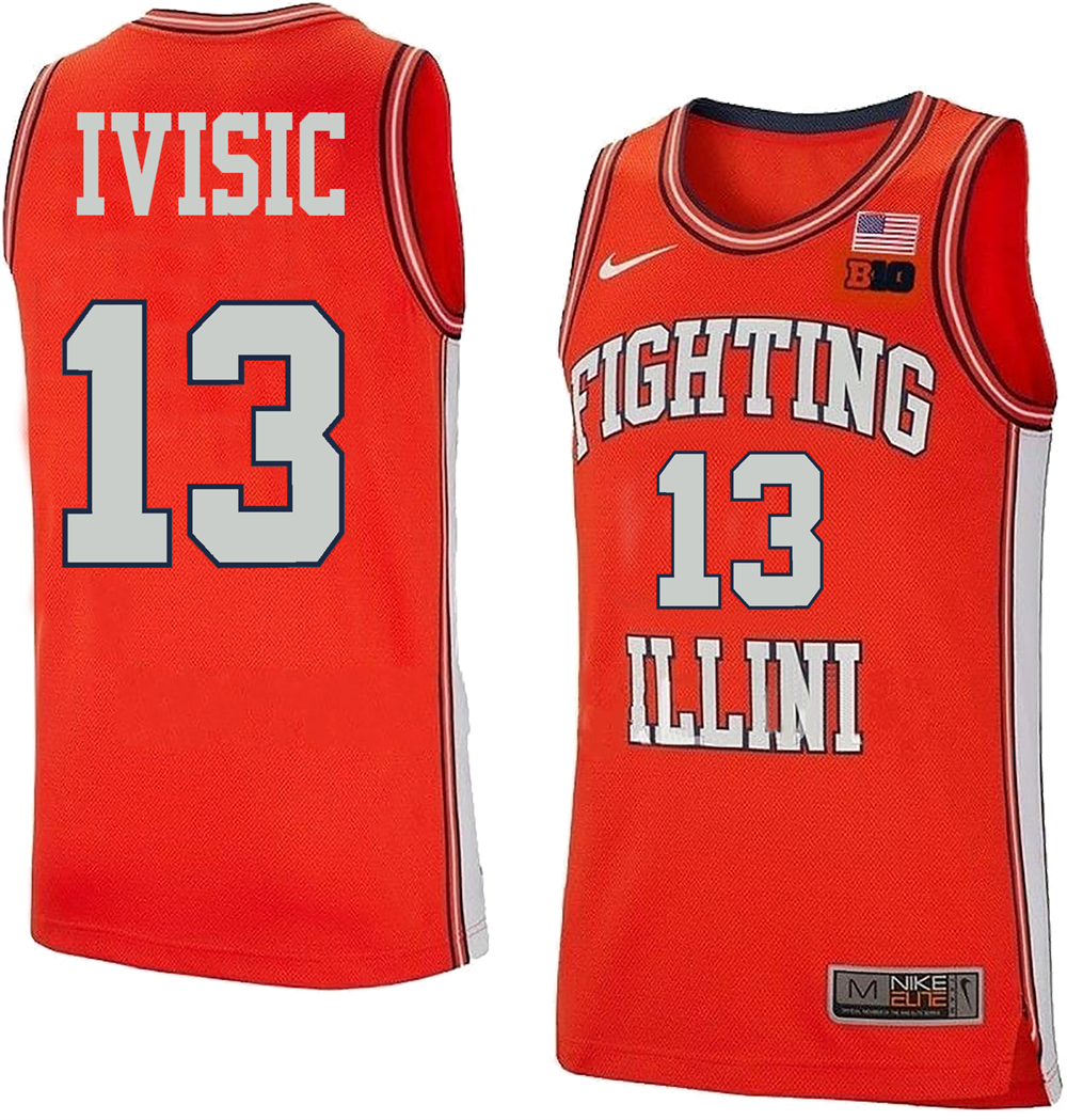 Men's #13 Tomislav Ivisic Illinois Fighting Illini College Basketball Jersey