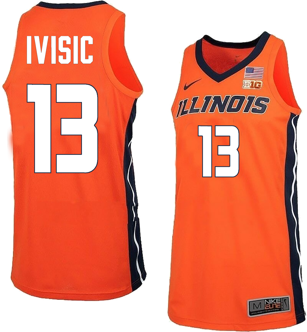 Men's #13 Tomislav Ivisic Illinois Fighting Illini College Basketball Jersey