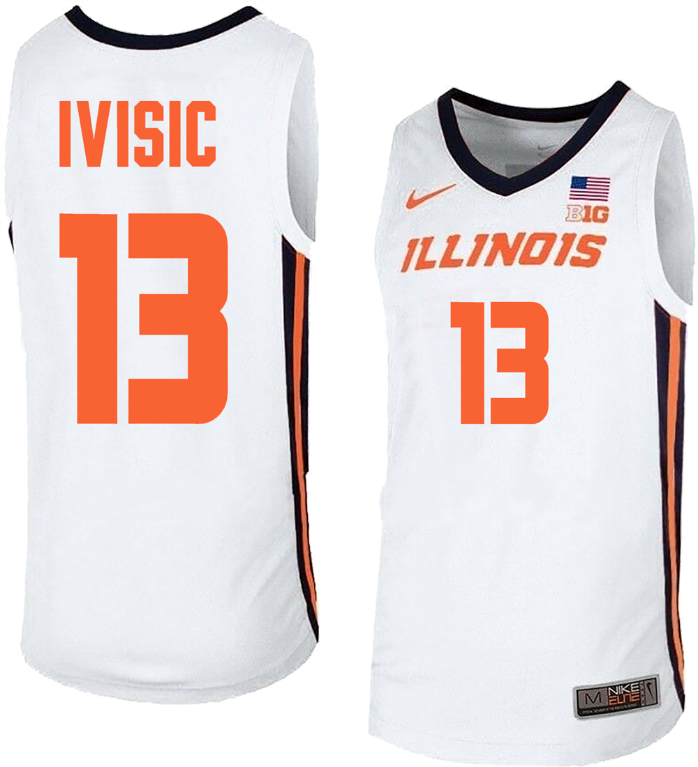 Men's #13 Tomislav Ivisic Illinois Fighting Illini College Basketball Jersey