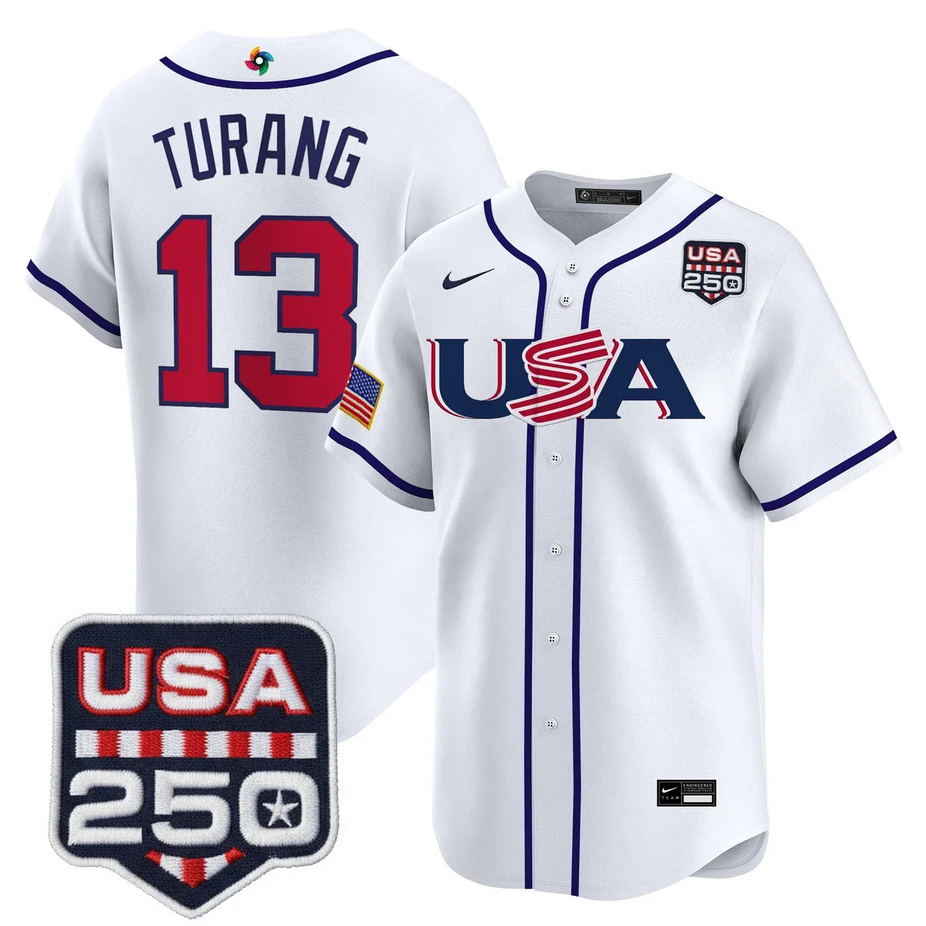 Team USA World Baseball Classic 250America Patch Vapor Premier Jersey - All Stitched - White