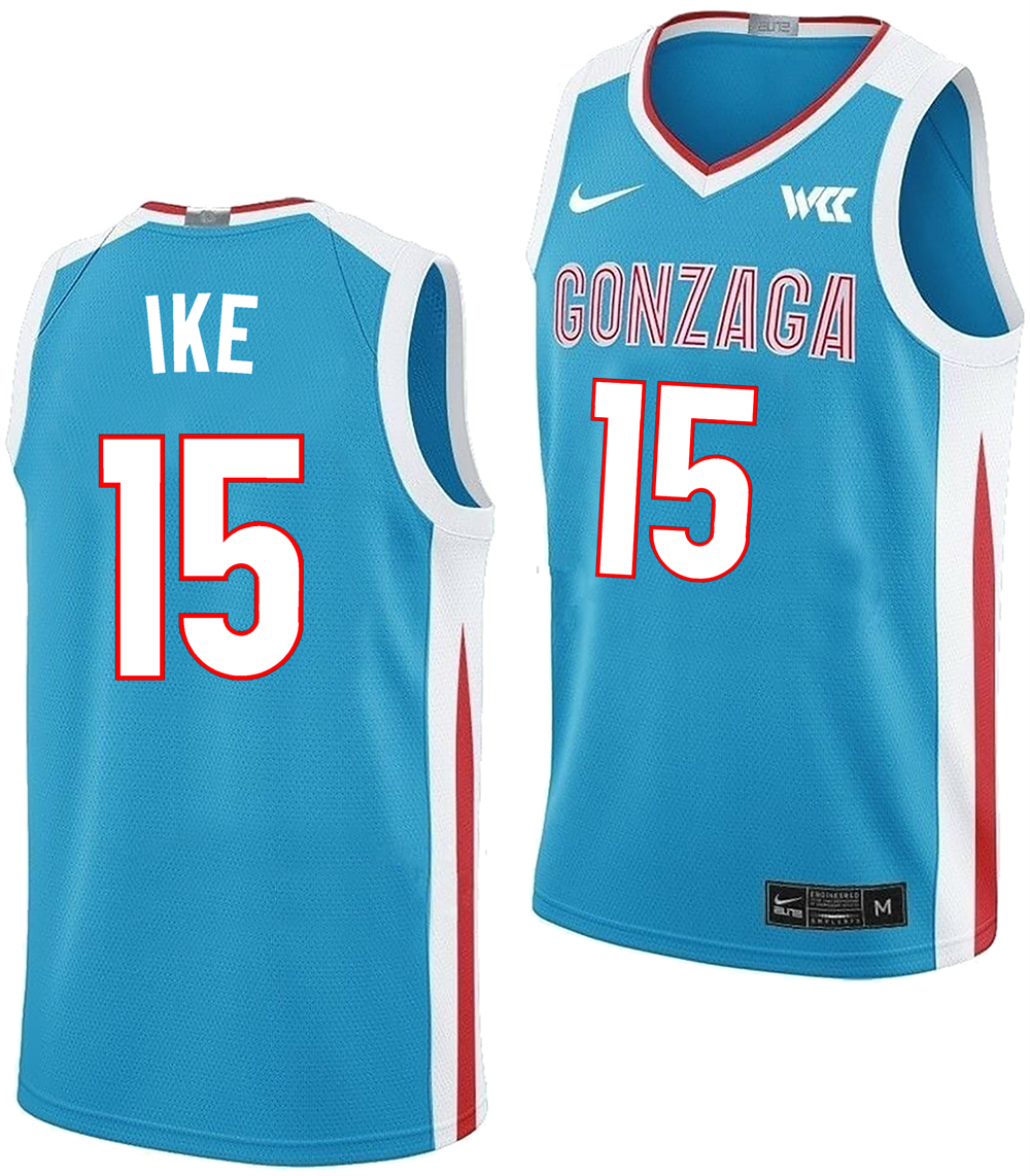 Men's #15 Graham Ike Gonzaga Bulldogs College Basketball Jersey