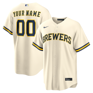 Milwaukee Brewers Nike Home Replica Custom Jersey - Cream
