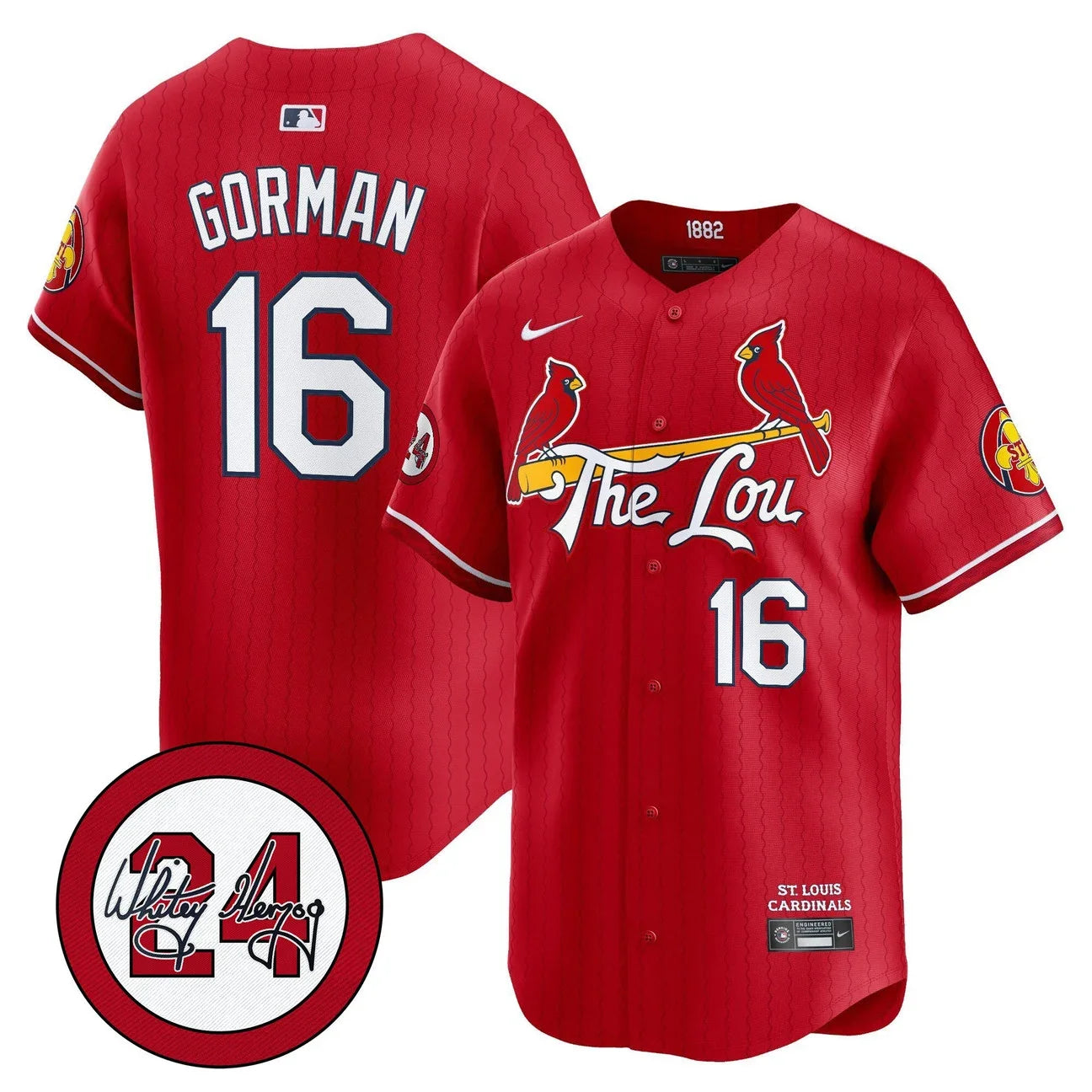 Men's St. Louis Cardinals Whitey Herzog Patch Vapor Premier Limited Jersey - All Stitched - Red