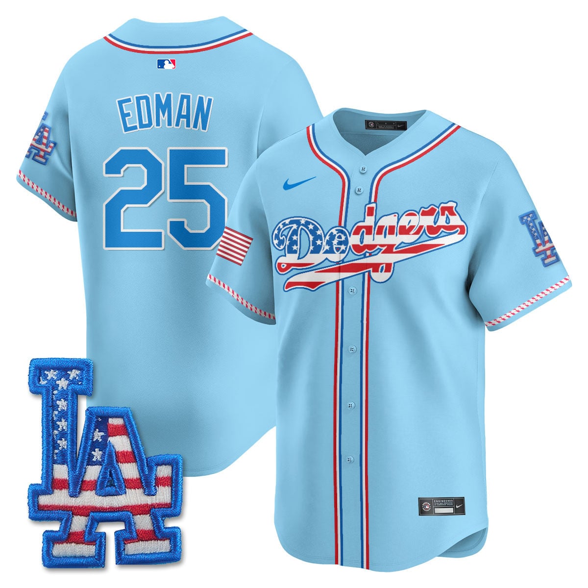 Men's Los Angeles Dodgers 2025 Fourth of July Jersey - All Stitched