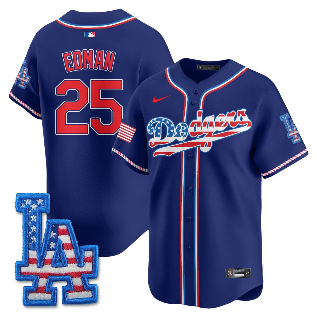 Men's Los Angeles Dodgers 2025 Fourth of July Jersey - All Stitched