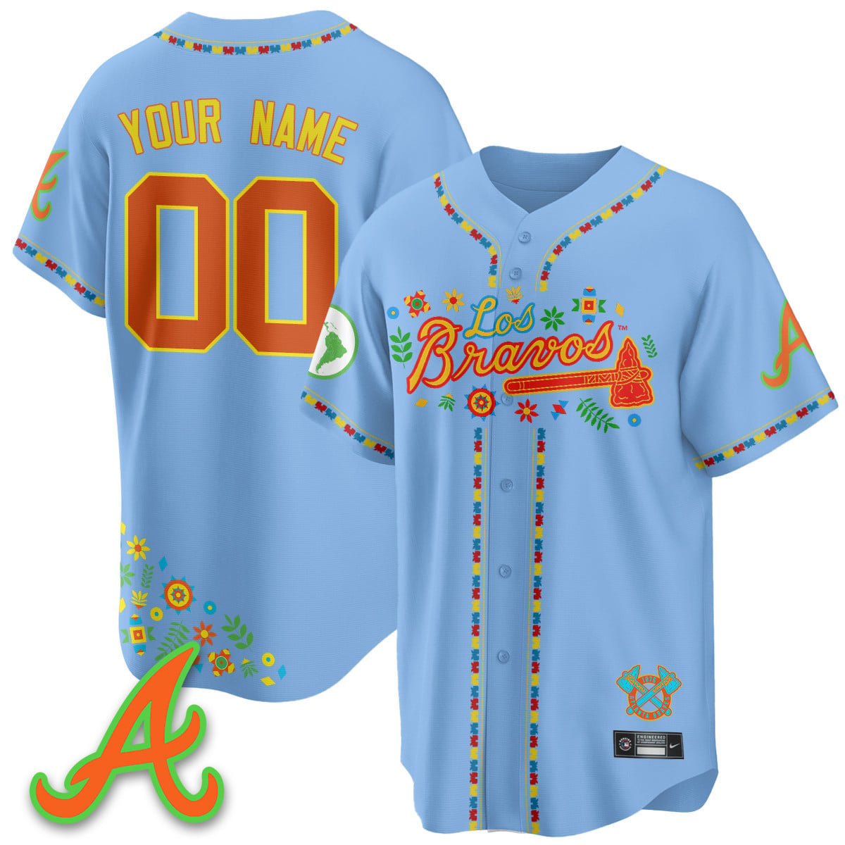 Custom Atlanta Braves 2025 "Los Bravos" Jersey - All Stitched