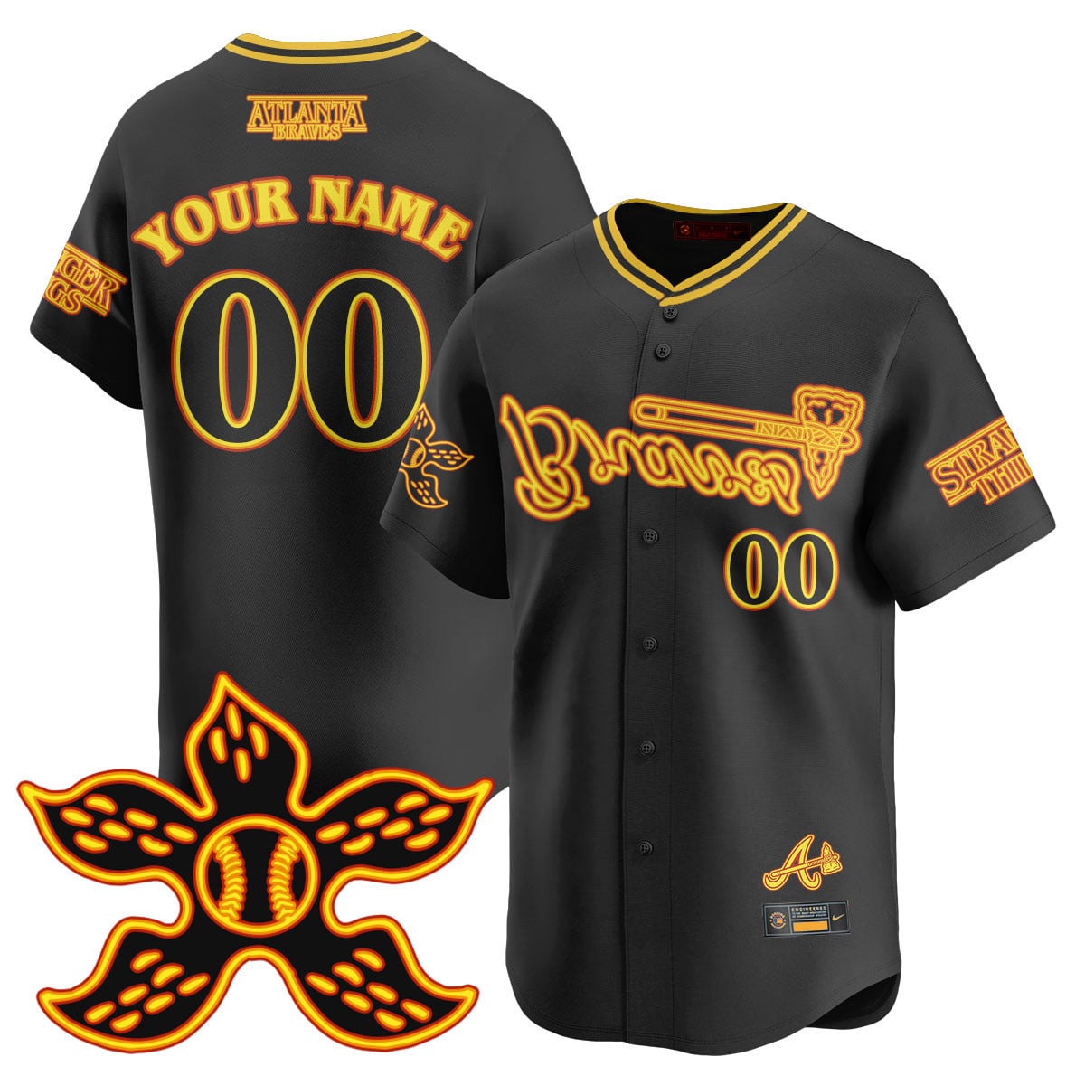 Atlanta Braves Stranger Things 2025 Limited Custom Jersey - All Stitched