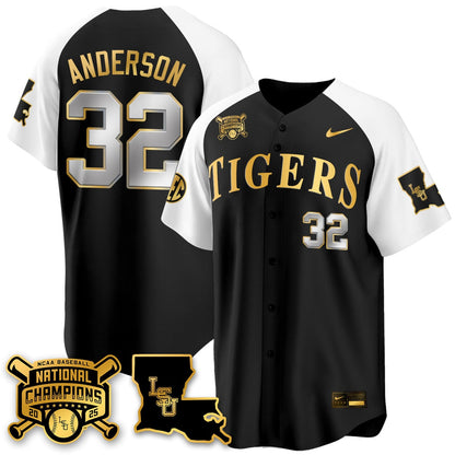 Men's LSU Tigers 2025 World Series Champions Limited Gold Jersey - All Stitched
