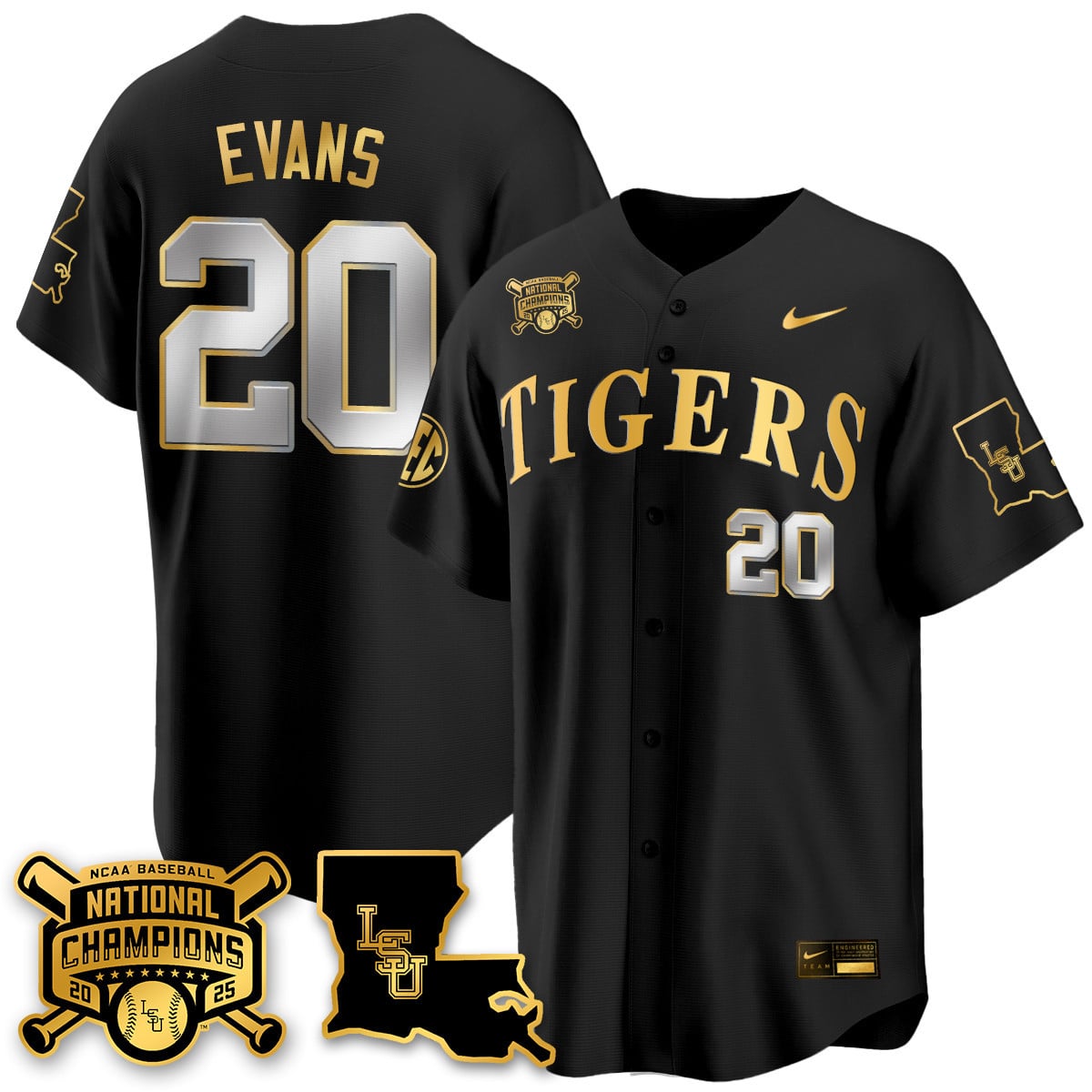 Youth's LSU Tigers 2025 World Series Champions Limited Gold Jersey - All Stitched