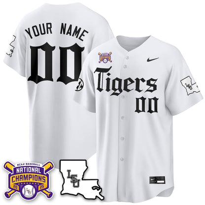 Men's LSU Tigers 2025 World Series Champions 'Gothic Geaux Edition' Jersey - All Stitched