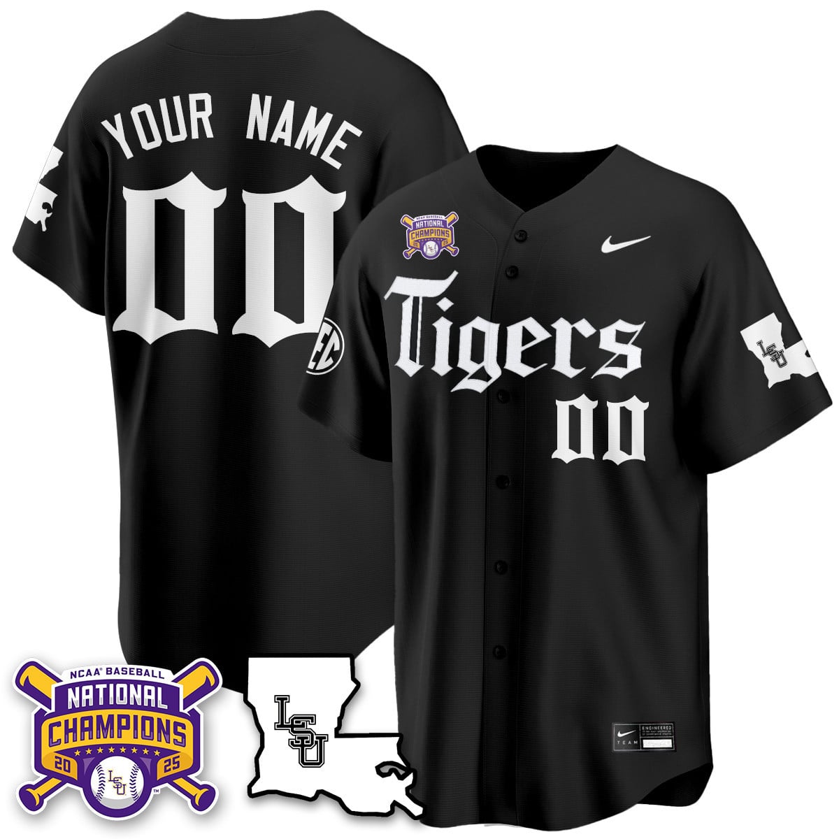 Women's LSU Tigers 2025 World Series Champions 'Gothic Geaux Edition' Jersey - All Stitched