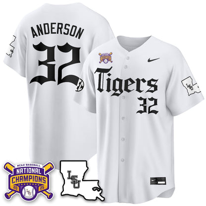 Men's LSU Tigers 2025 World Series Champions 'Gothic Geaux Edition' Jersey - All Stitched