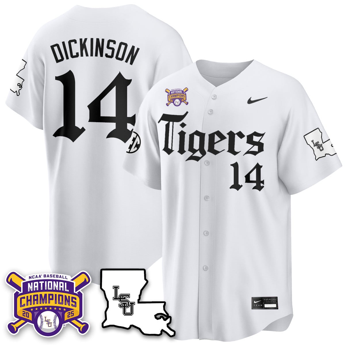 Men's LSU Tigers 2025 World Series Champions 'Gothic Geaux Edition' Jersey - All Stitched