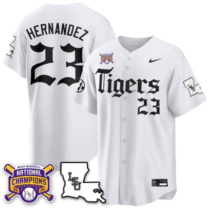 Men's LSU Tigers 2025 World Series Champions 'Gothic Geaux Edition' Jersey - All Stitched