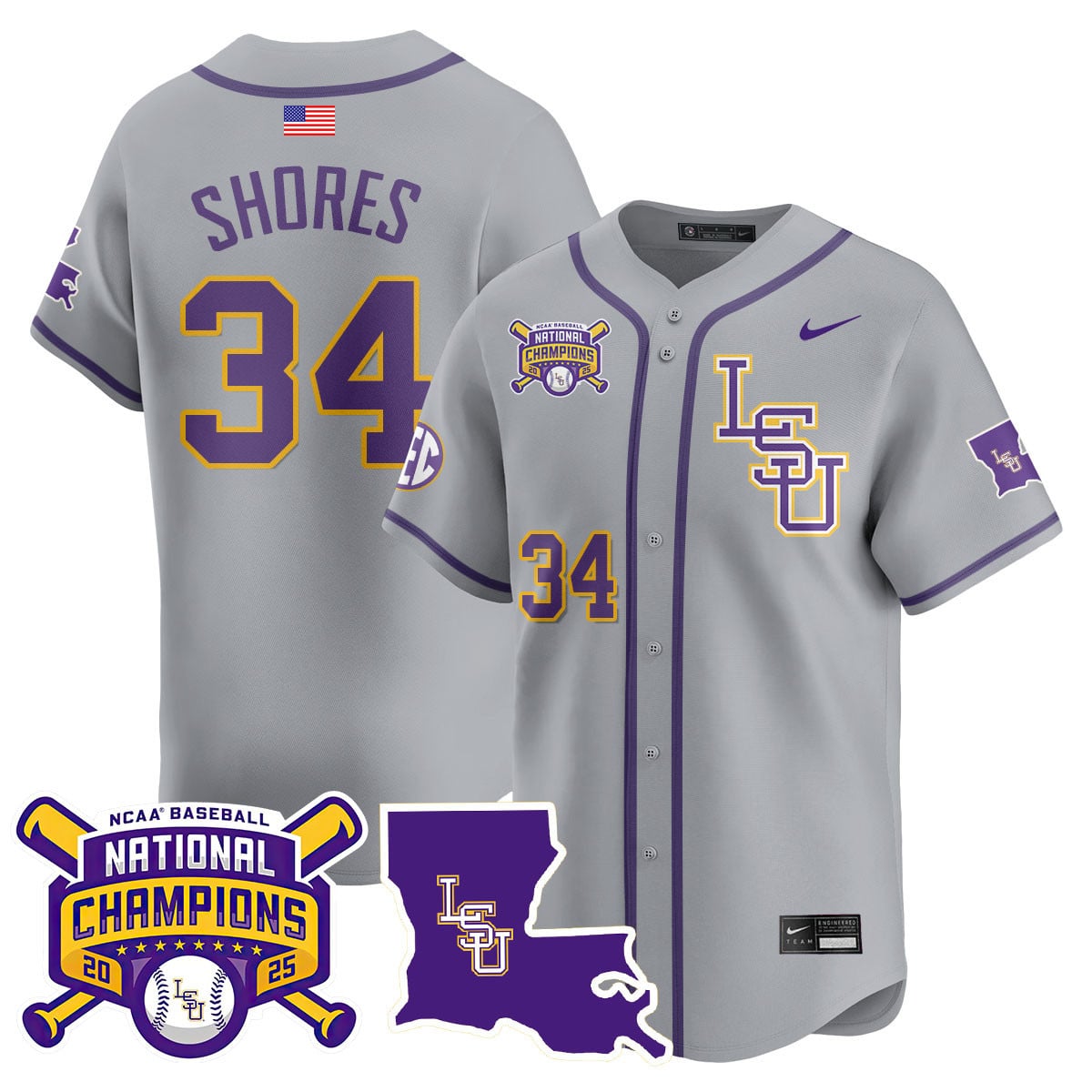 Men's LSU Tigers 2025 World Series Champions Limited Jersey - All Stitched