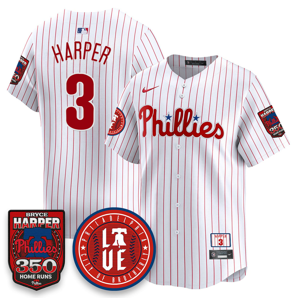 Men's Bryce Harper Philadelphia Phillies 350 Home Runs Jersey - All Stitched