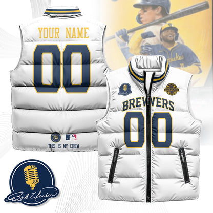 Custom Milwaukee Brewers Unisex Puffer Vest